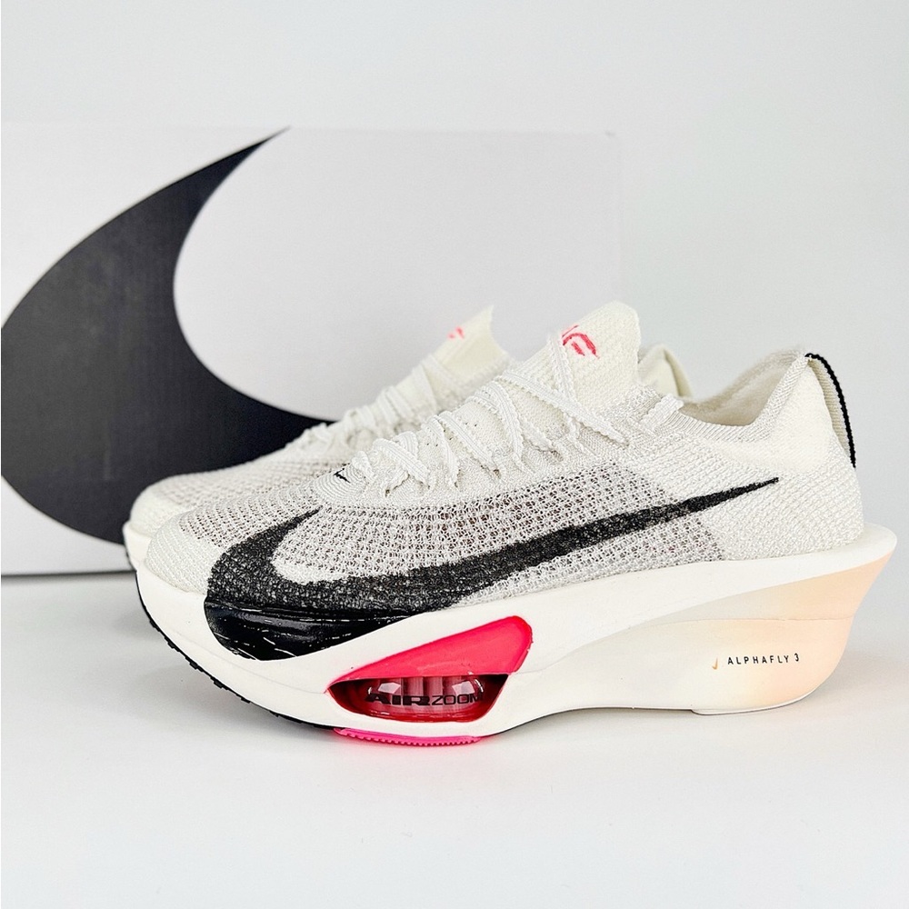 Nike Air Zoom Alphafly 3 White and Black Athletic Shoes with Cushioned Support